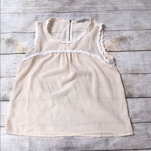 Chloe K (Nordstrom) Sheer cream blouse w/zipper